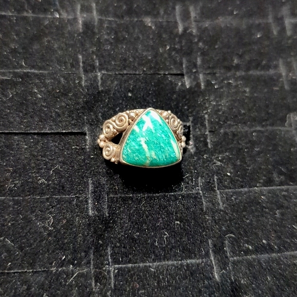 EUC Vintage Amazonite Adjustable Sterling Silver Ring - Picture 1 of 5